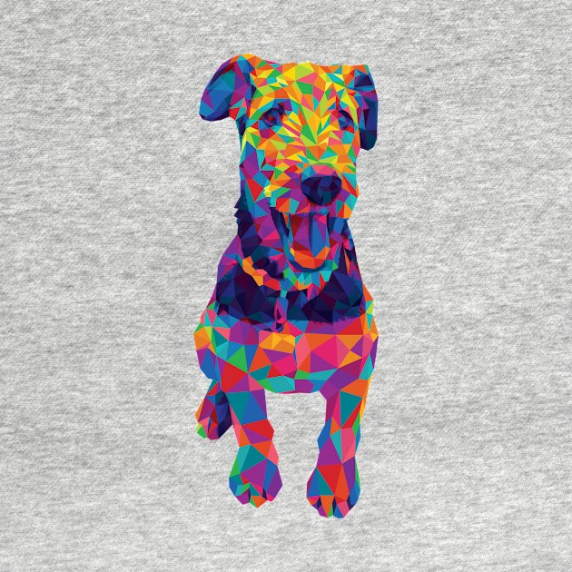 Rainbow Geometric Airedale Terrier by polliadesign